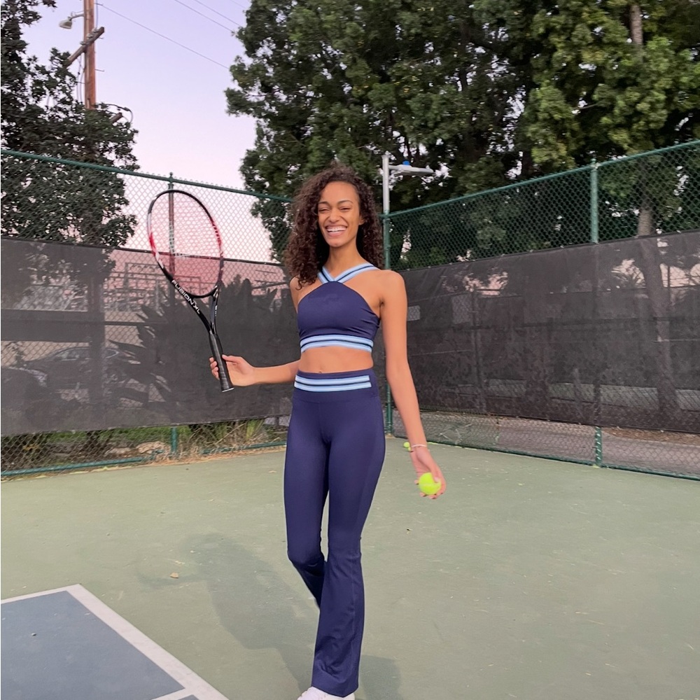 Stylish Blue Athletic Two-Piece Set